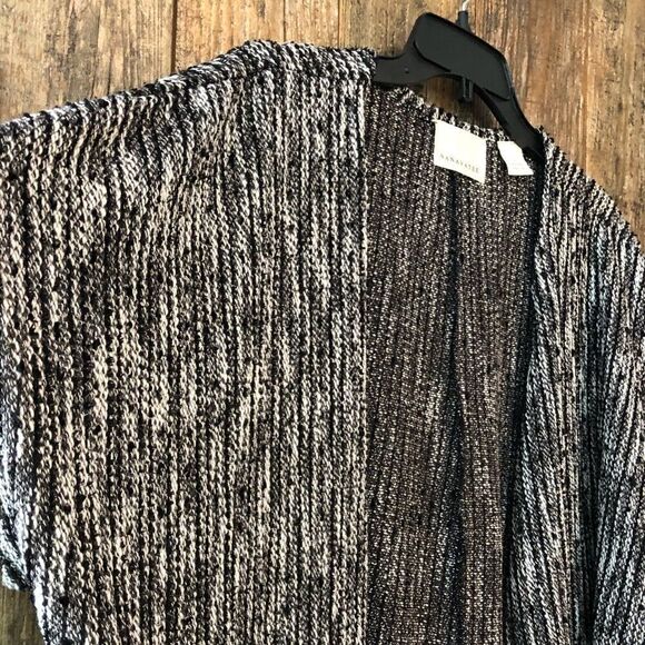 Nanavatee S/M Black White Batwing Knit Oversized Slouchy Sweater Open Cardigan - Picture 5 of 9